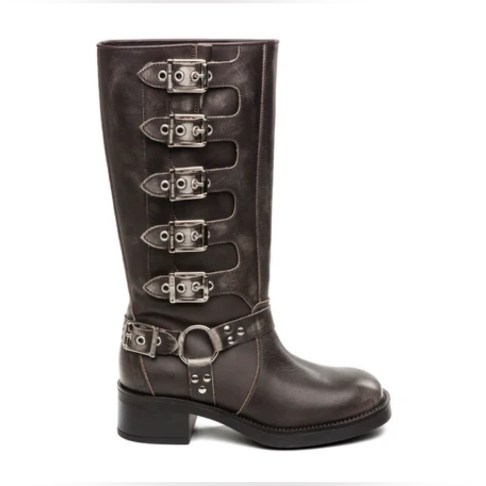 Steve Madden Dark Brown Leather Moto Boots